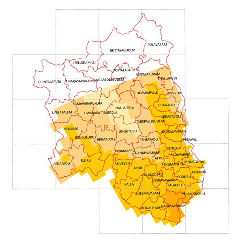 Storm surge inundation map for cyclone with wind speed